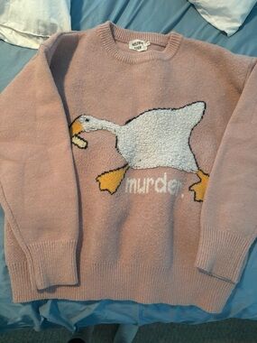 Aelfric Eden Blue Knit WoW Duck Sweater with Yellow Trim Small